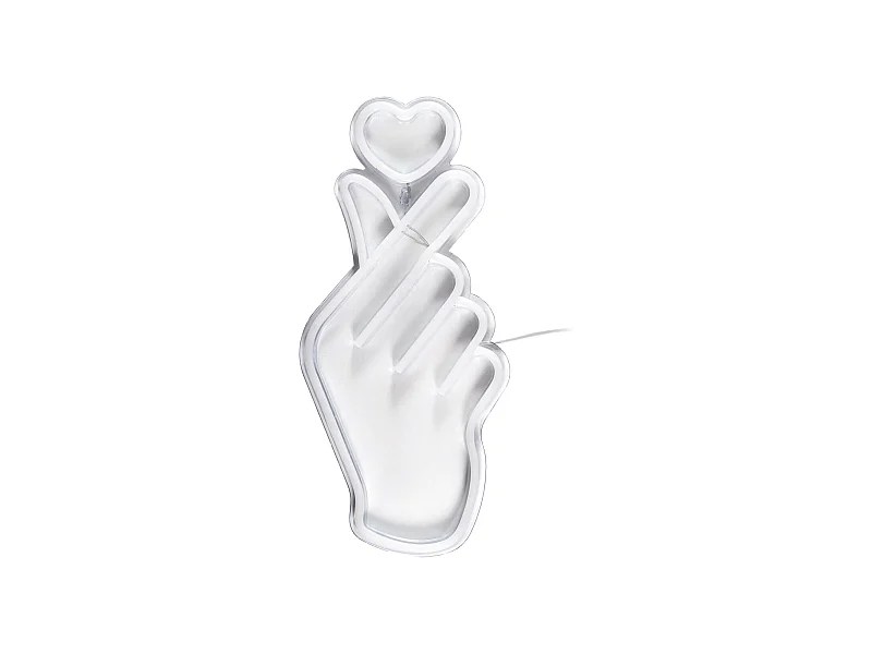 Lampe led effet néon mural coeur sur la main avec port USB