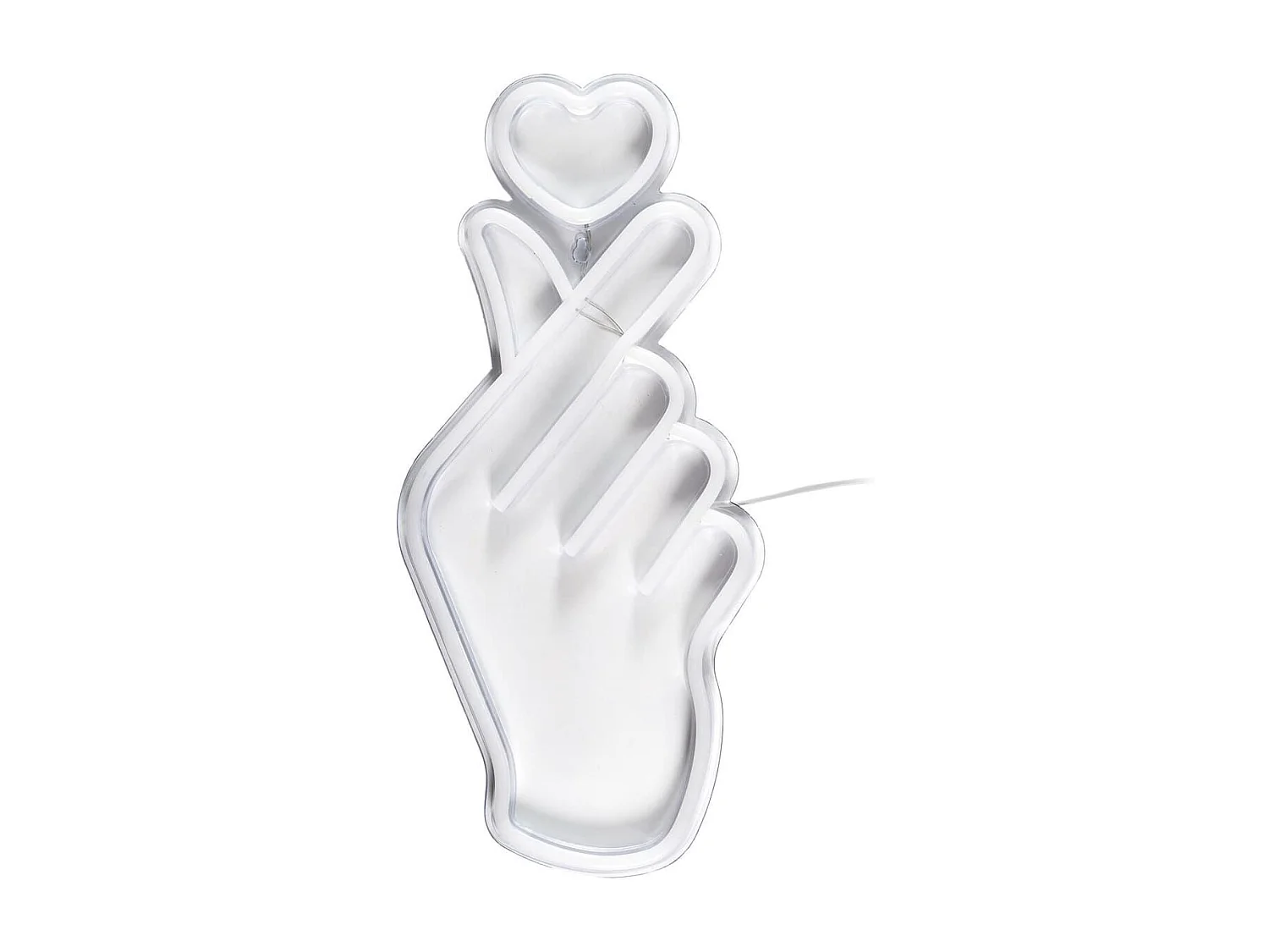 Lampe led effet néon mural coeur sur la main avec port USB