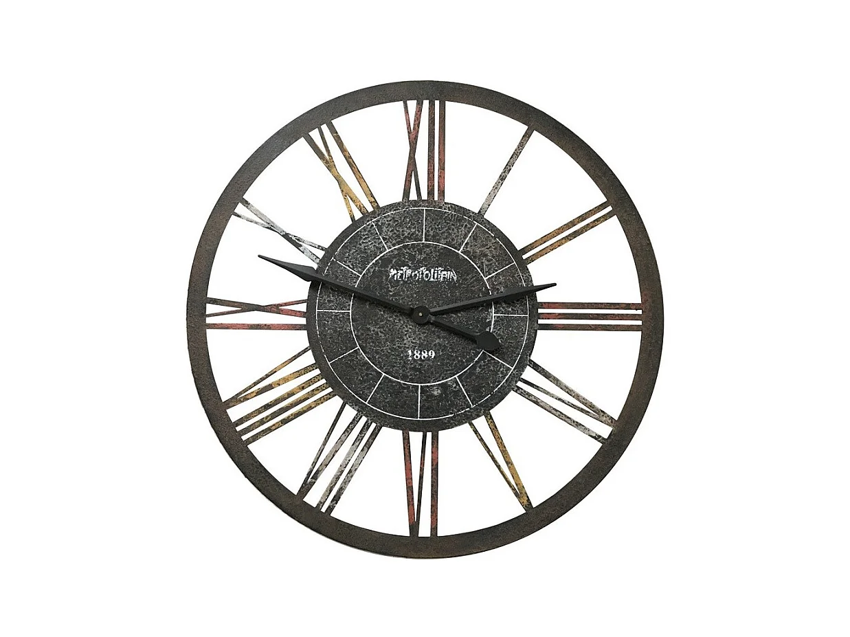 Grande horloge murale décorative vintage salon métal marron 90cm