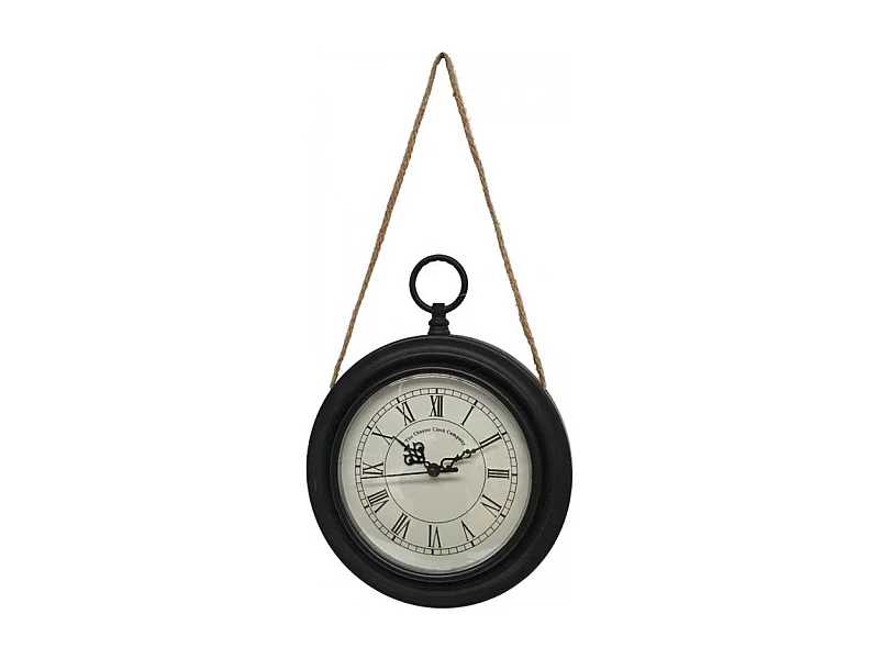 Horloge murale décorative vintage à gousset métal noir blanc Ø20.5cm