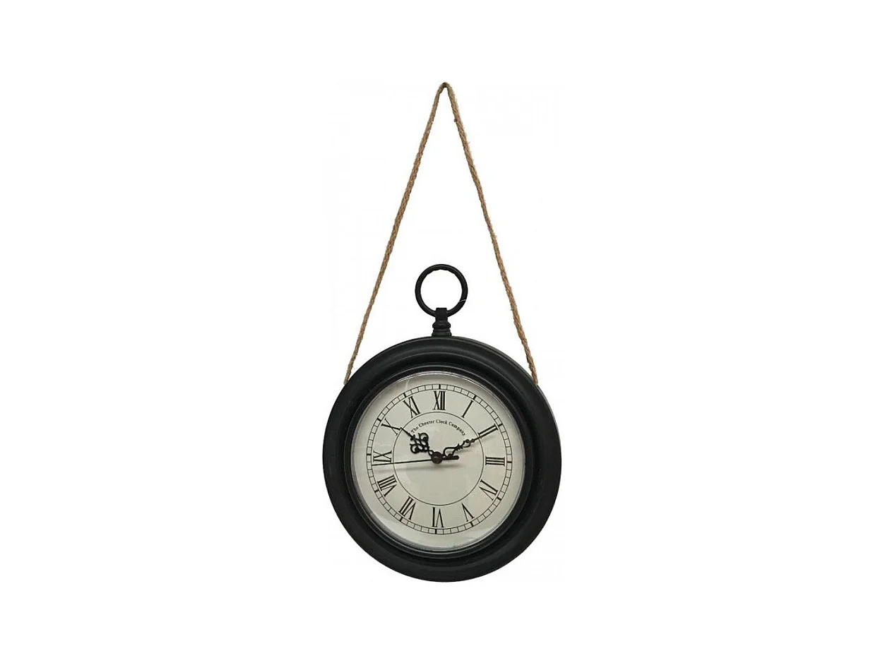 Horloge murale décorative vintage à gousset métal noir blanc Ø20.5cm