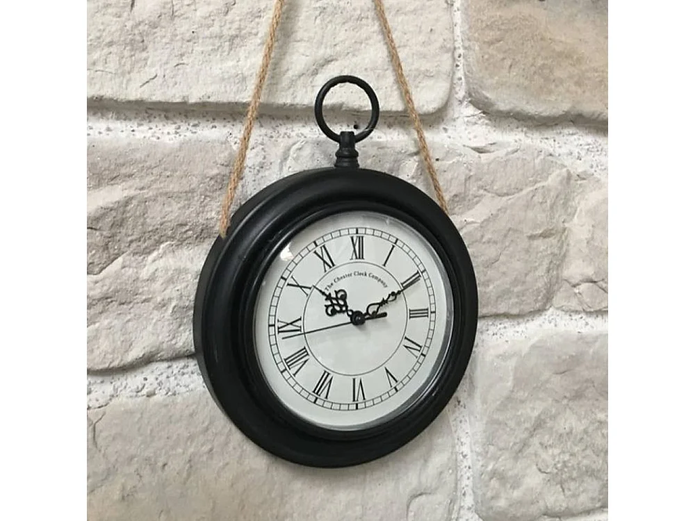 Horloge murale décorative vintage à gousset métal noir blanc Ø20.5cm