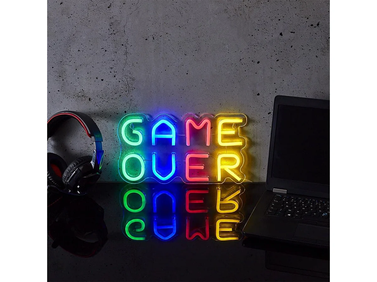Lampe led effet néon mural game over avec port USB