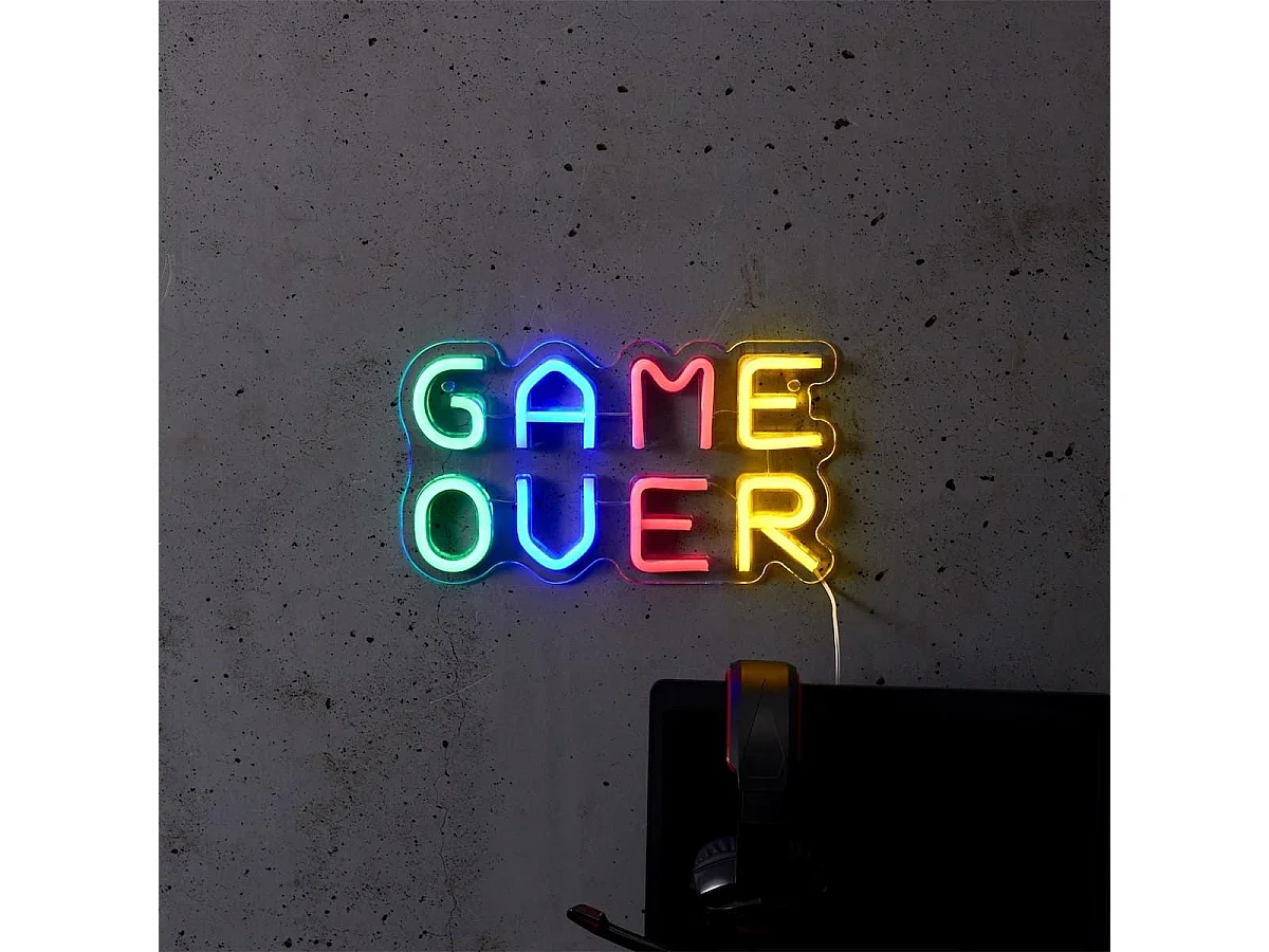Lampe led effet néon mural game over avec port USB