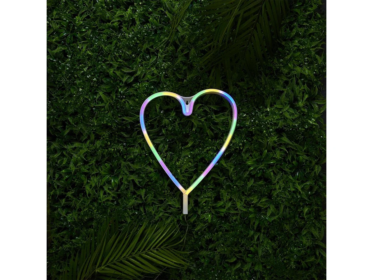 Lampe led effet néon mural coeur arc en ciel avec port USB