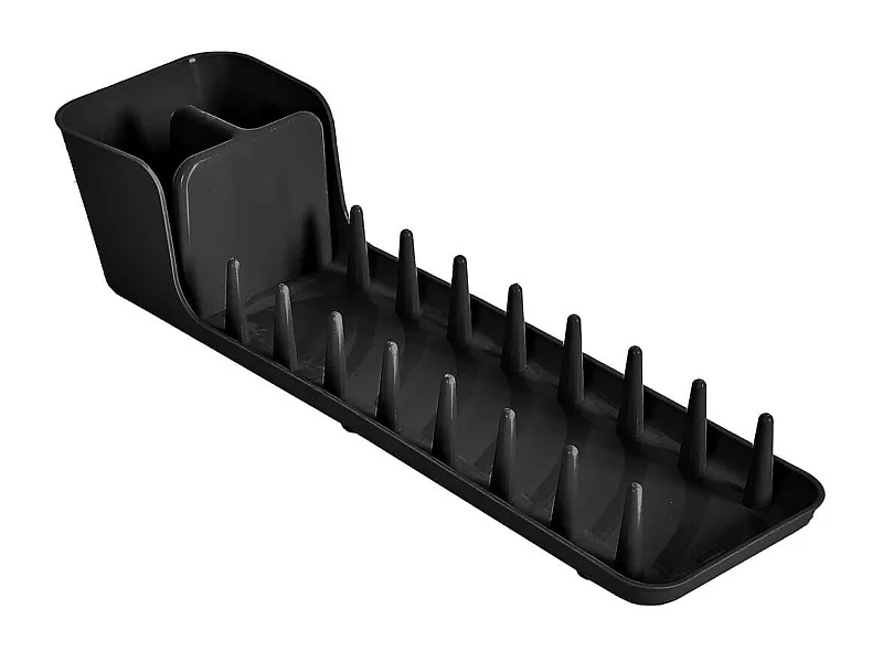 Egouttoir à vaisselle compact en plastique noir