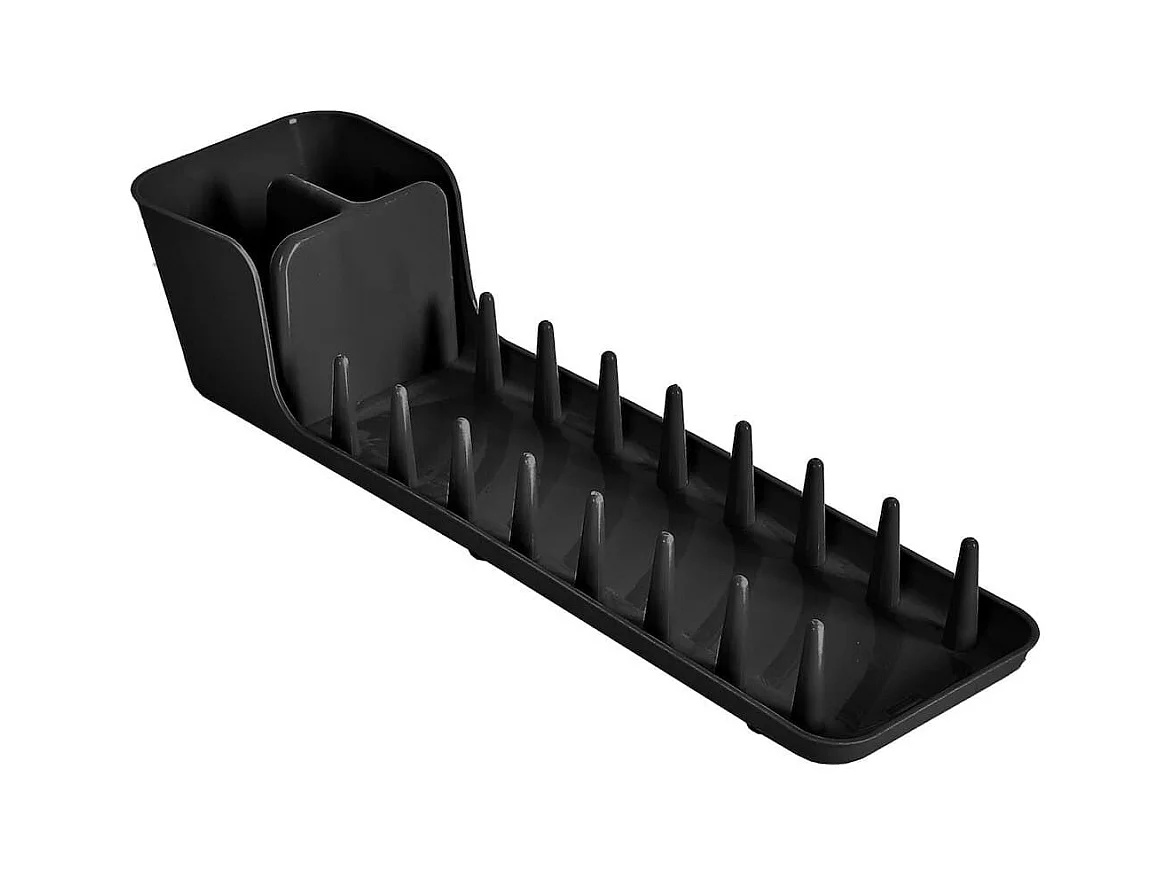 Egouttoir à vaisselle compact en plastique noir