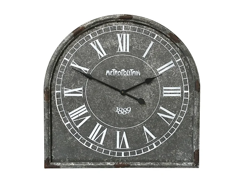 Grande horloge murale décorative vintage salon cuisine métal gris 60cm