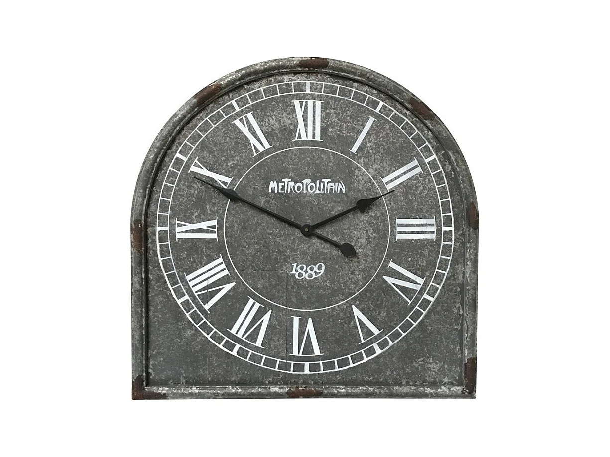 Grande horloge murale décorative vintage salon cuisine métal gris 60cm
