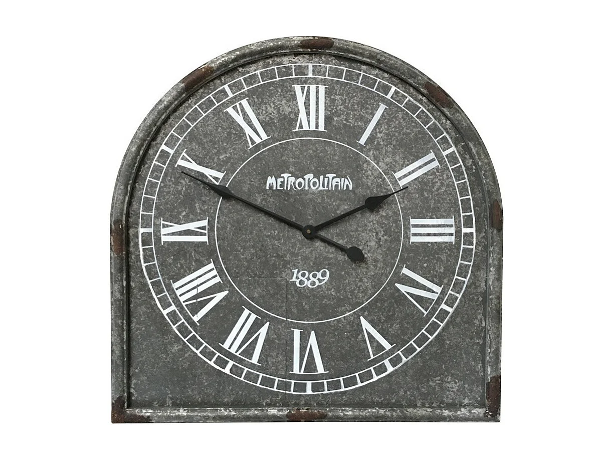 Grande horloge murale décorative vintage salon cuisine métal gris 60cm