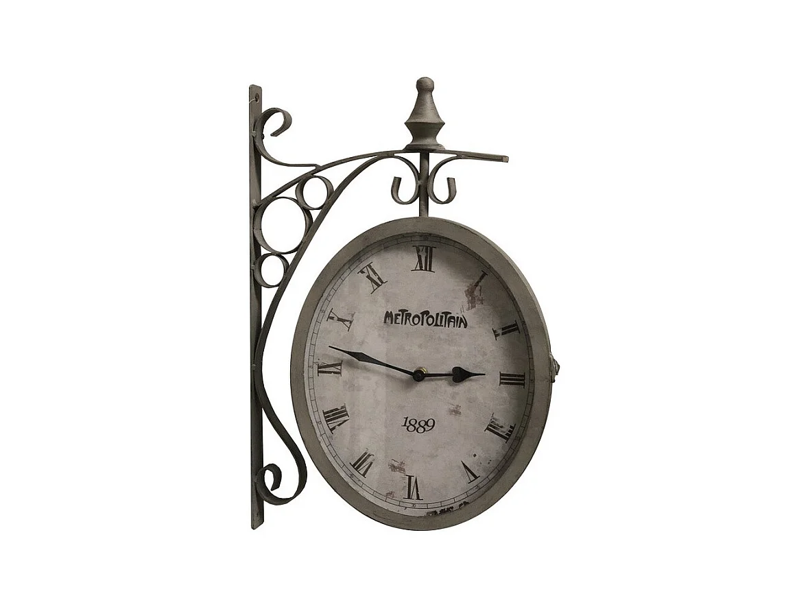 Horloge murale décorative double face vintage métal marron 48 cm