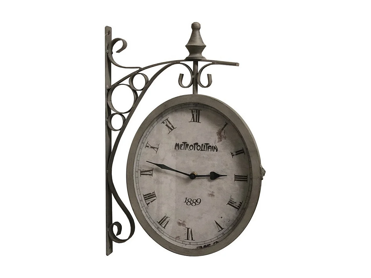 Horloge murale décorative double face vintage métal marron 48 cm