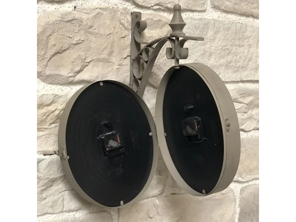 Horloge murale décorative double face vintage métal marron 48 cm