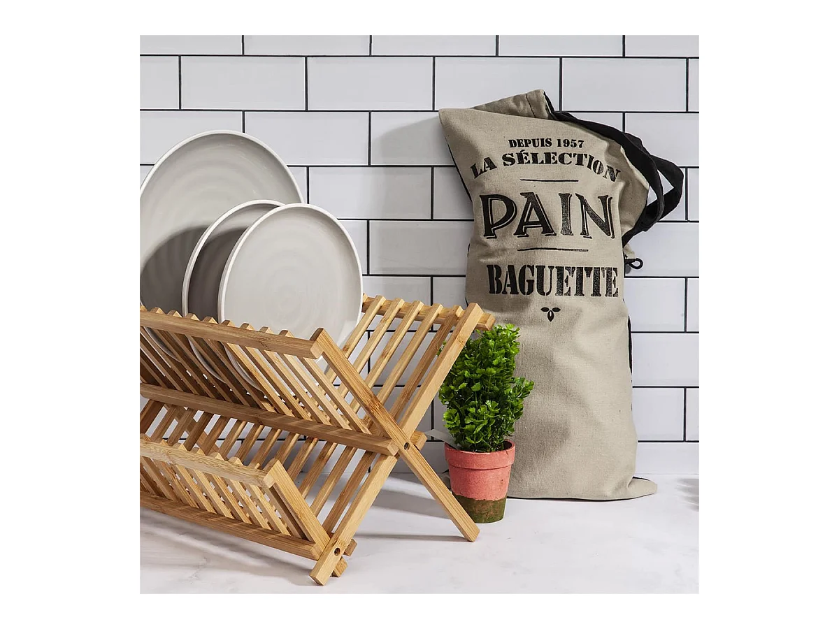 Egouttoir à Vaisselle Pliable en Bambou Naturel - MONTY