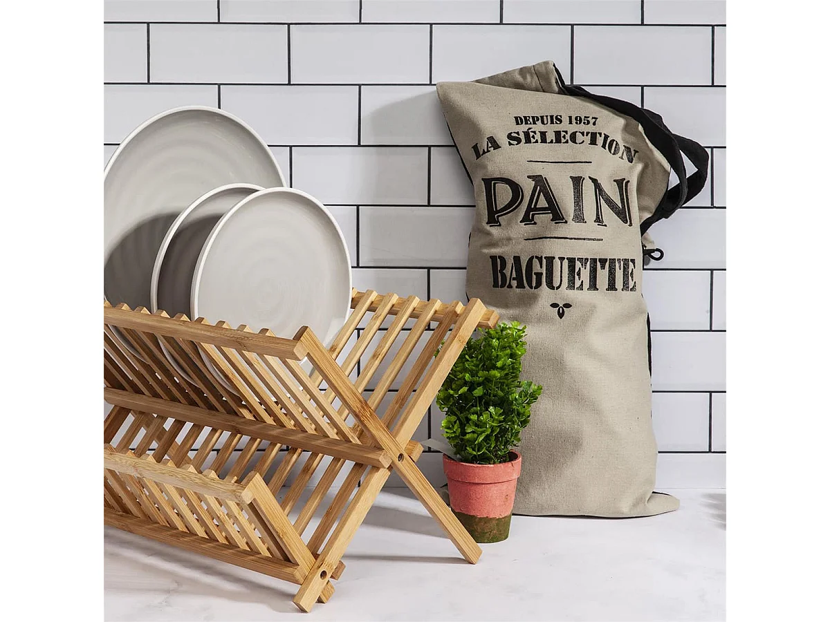 Egouttoir à Vaisselle Pliable en Bambou Naturel - MONTY