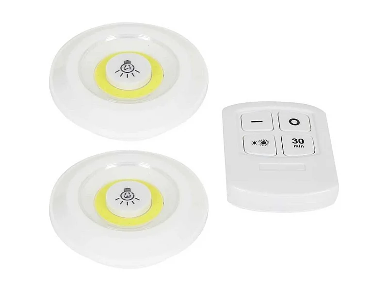 Pack de 2 lampes LED nouvelle génération adhésives avec télécommande