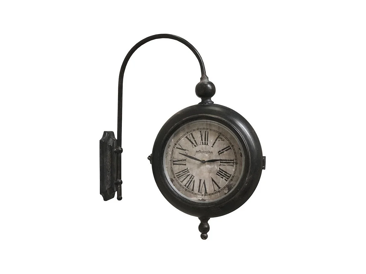 Horloge murale gare double face décorative vintage métal marron 57cm