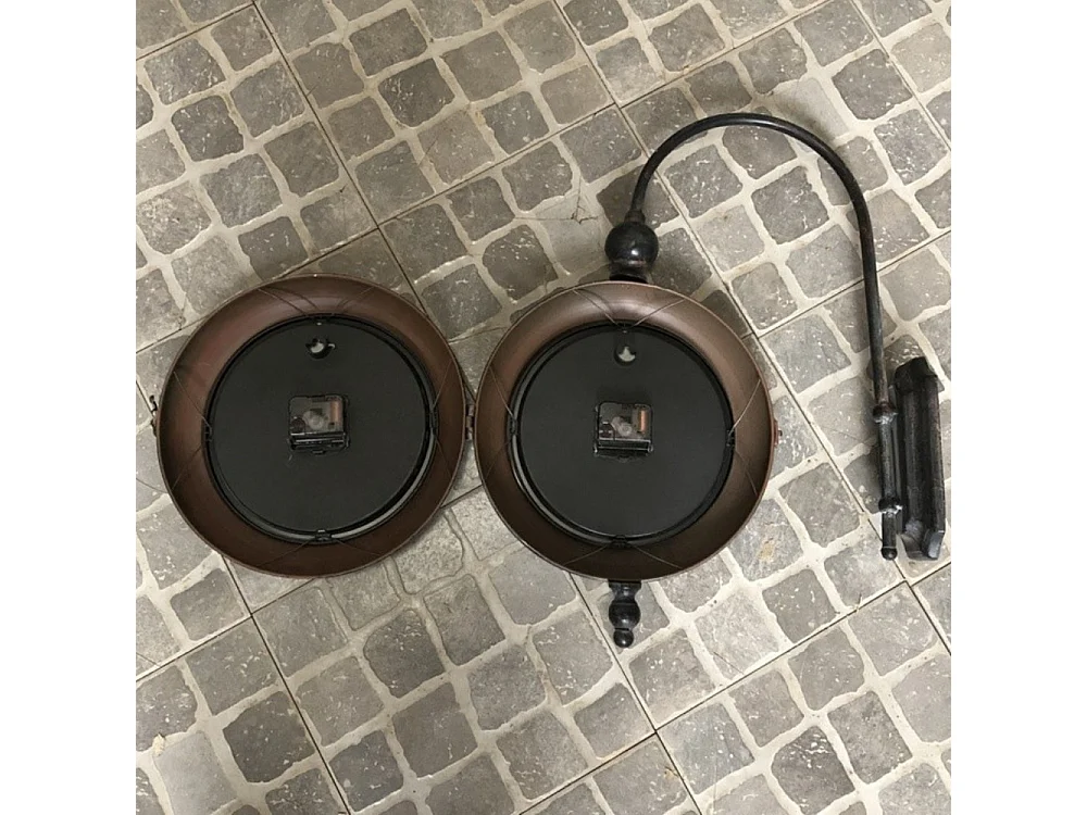 Horloge murale gare double face décorative vintage métal marron 57cm