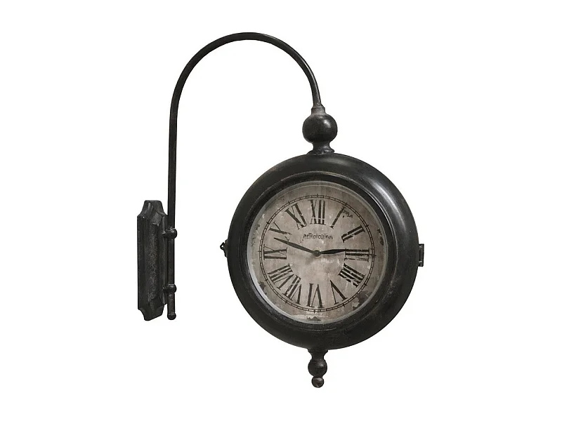 Horloge murale gare double face décorative vintage métal marron 57cm