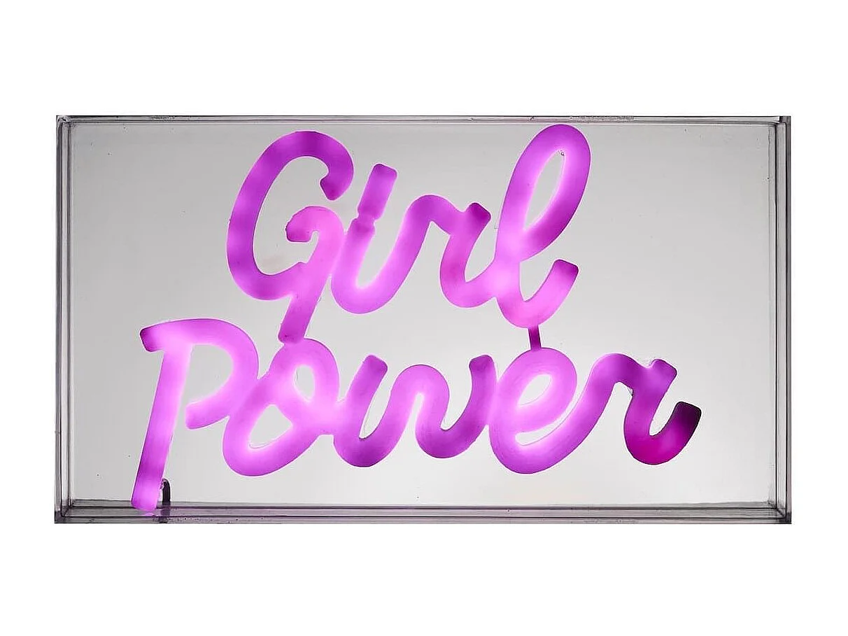 Lampe led effet neon décorative acrylique girl power rose avec raccordement secteur