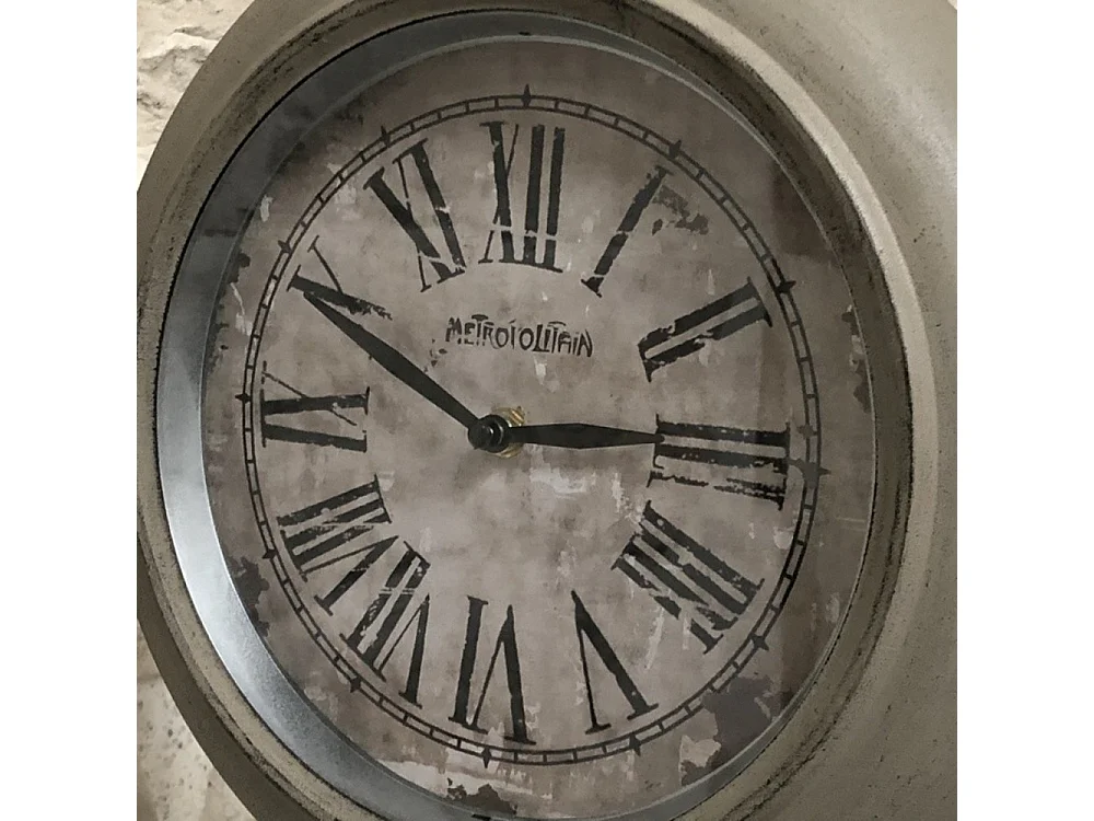 Horloge murale décorative double face vintage gare métal taupe 57cm