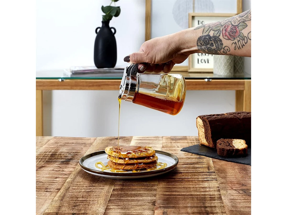 Verseur à miel en verre transparent (300 ml)