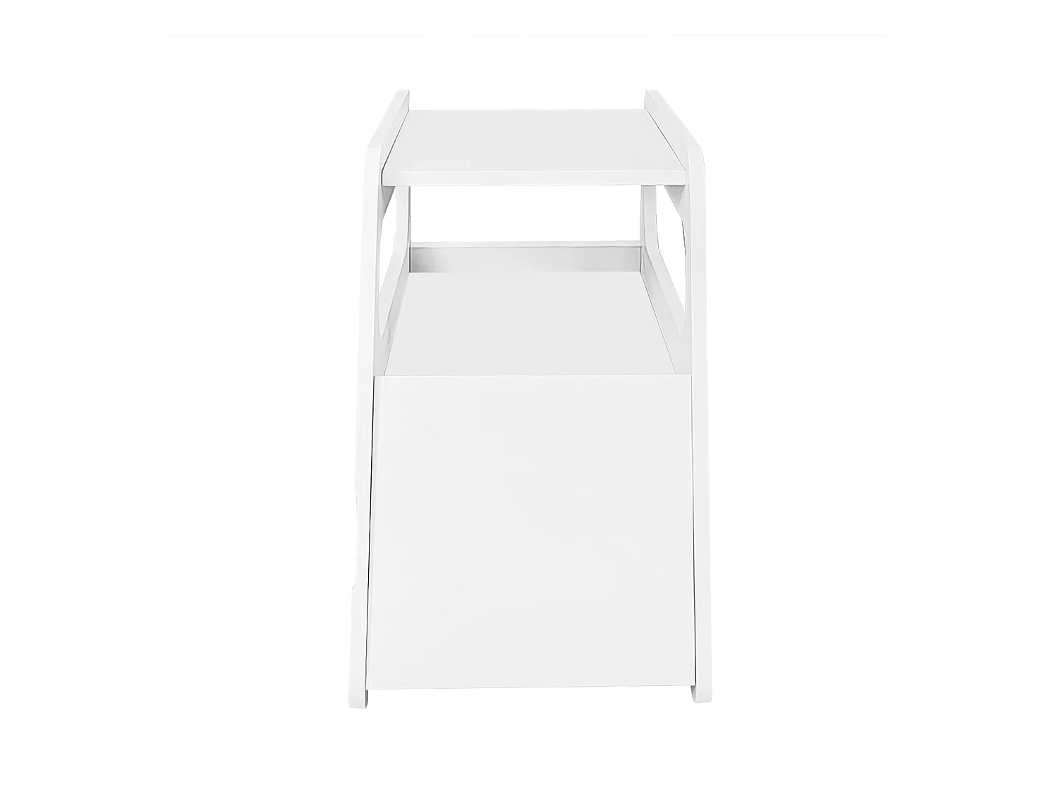 Table basse blanc avec roulettes et rangement, design rond 81x33x51,5cm