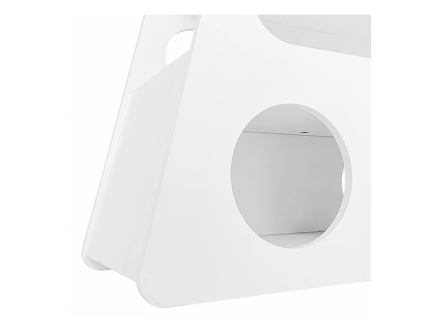 Table basse blanc avec roulettes et rangement, design rond 81x33x51,5cm