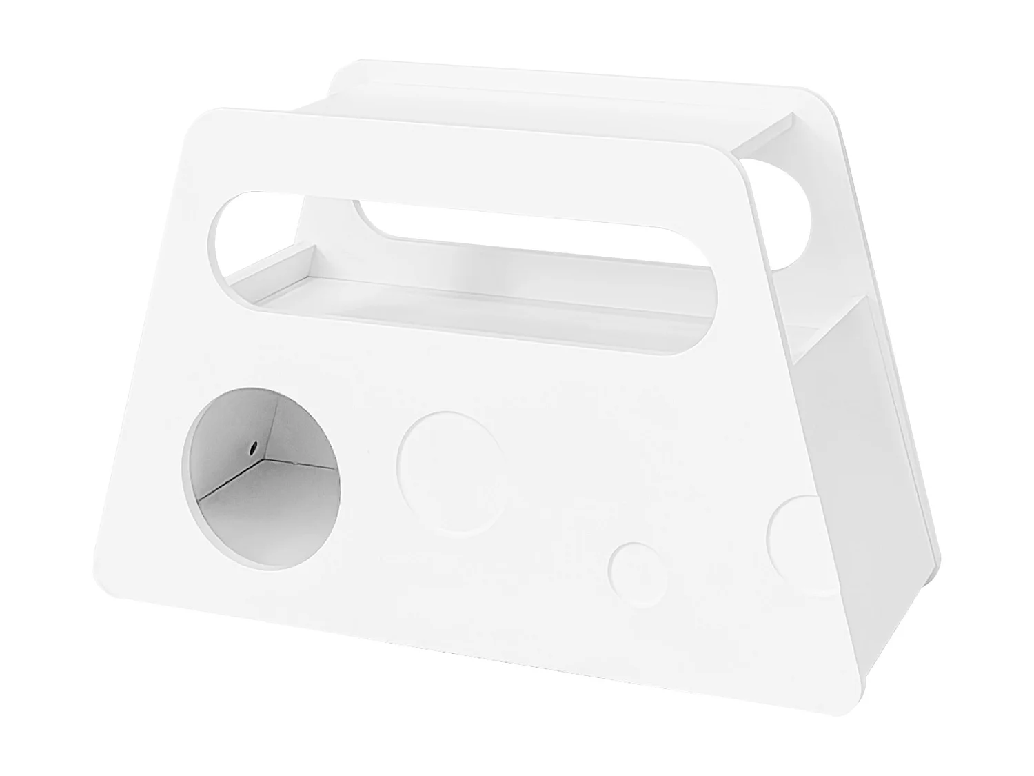 Witte salontafel met wielen en opbergruimte, rond model 81x33x51,5cm