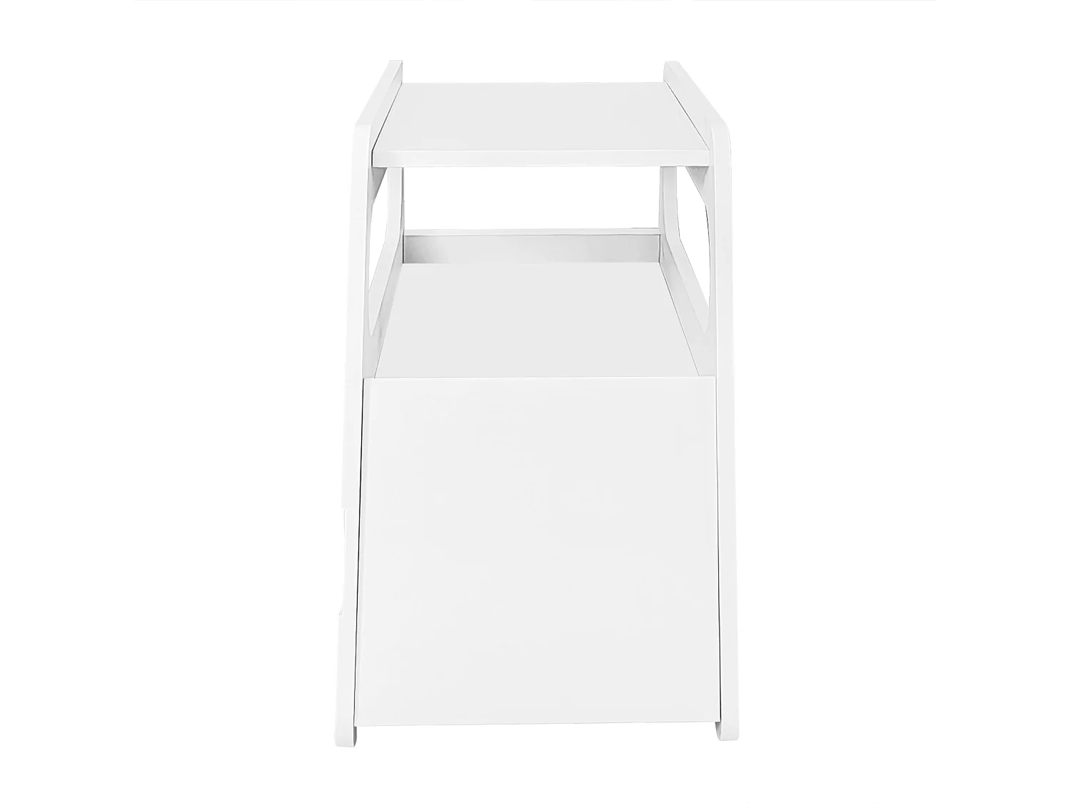 Witte salontafel met wielen en opbergruimte, rond model 81x33x51,5cm