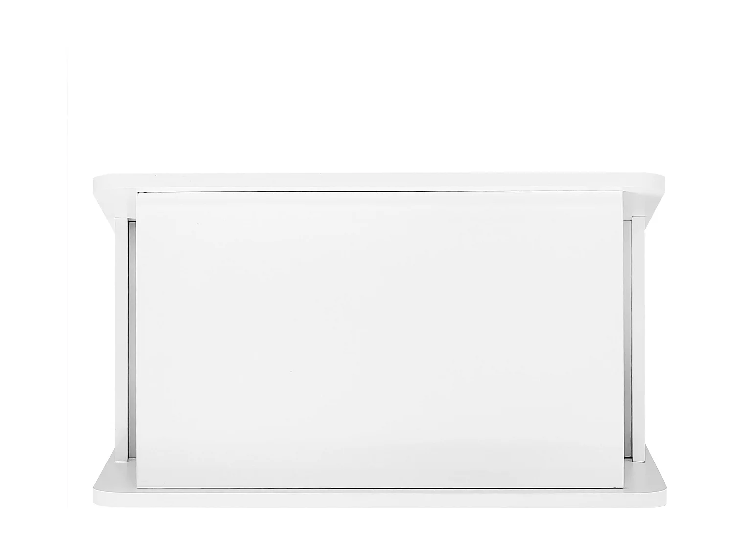 Witte salontafel met wielen en opbergruimte, rond model 81x33x51,5cm