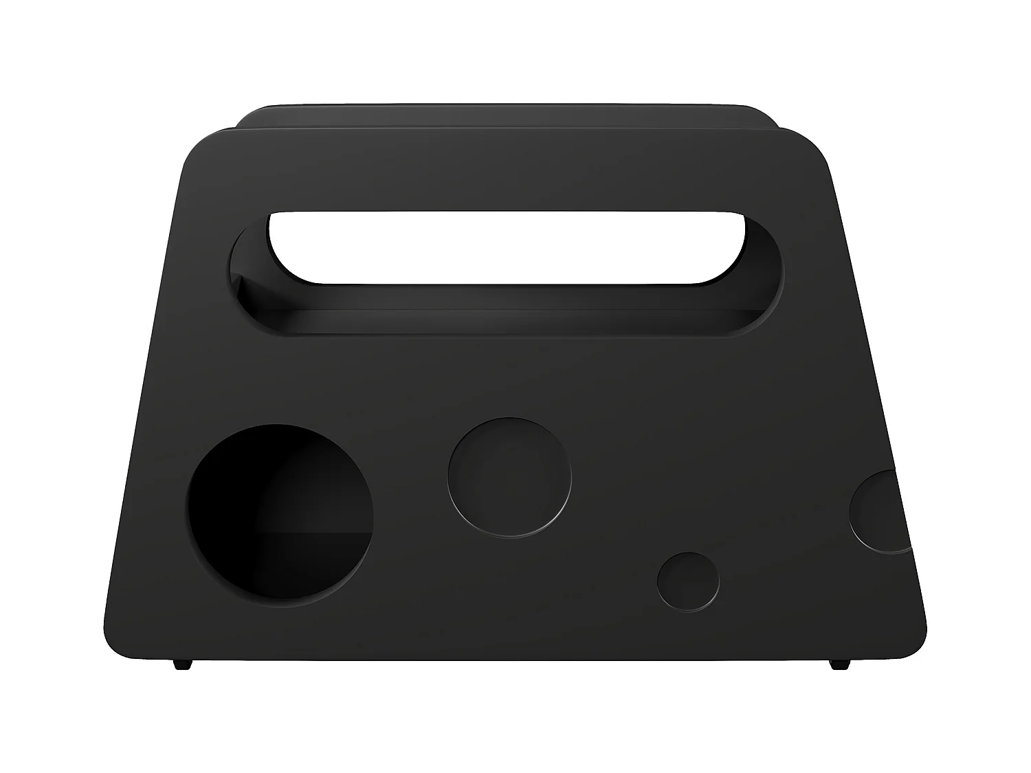 Mesa de centro negra con ruedas y almacenaje, diseño redondo 81x33x51,5cm