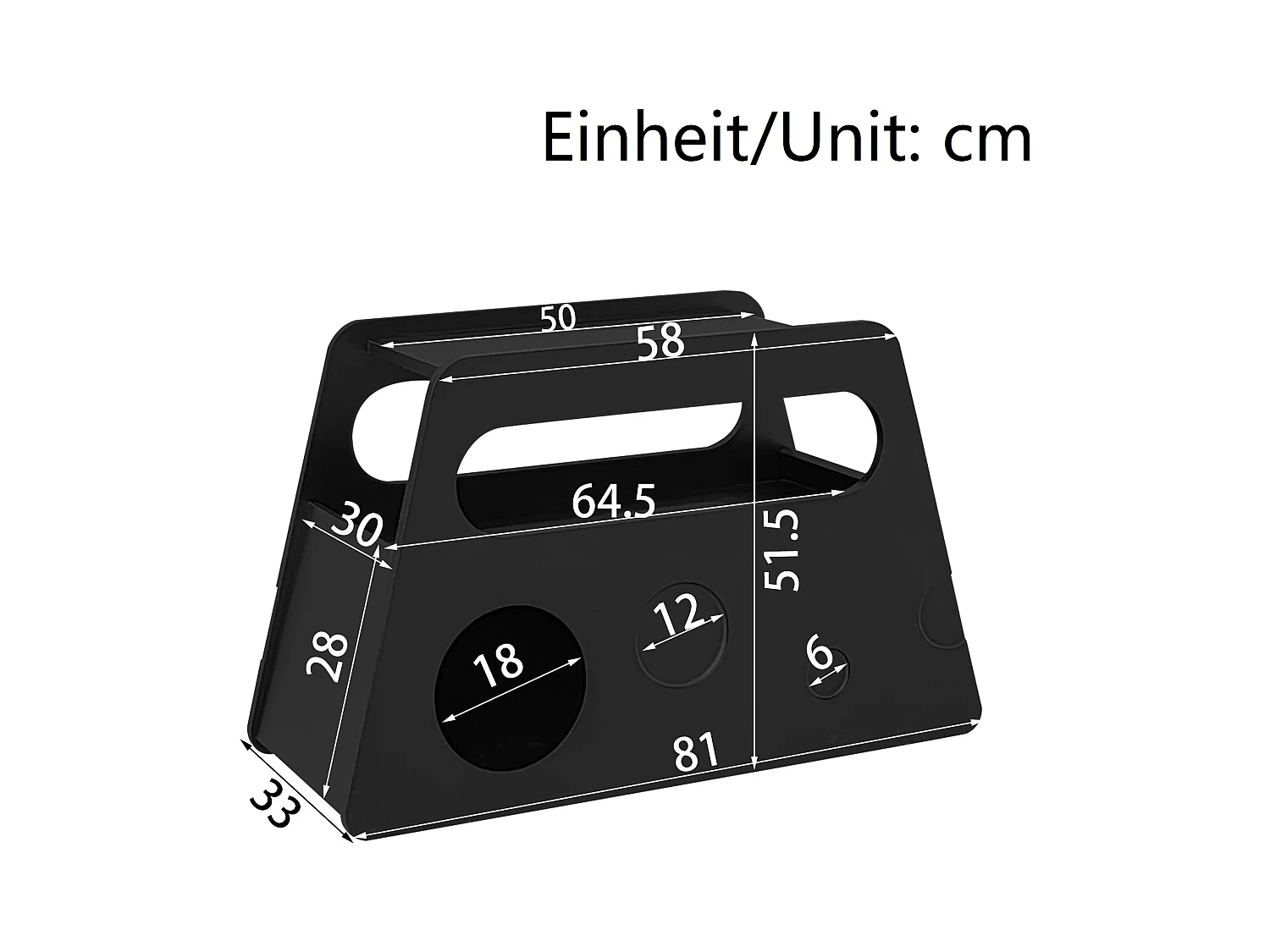 Mesa de centro negra con ruedas y almacenaje, diseño redondo 81x33x51,5cm