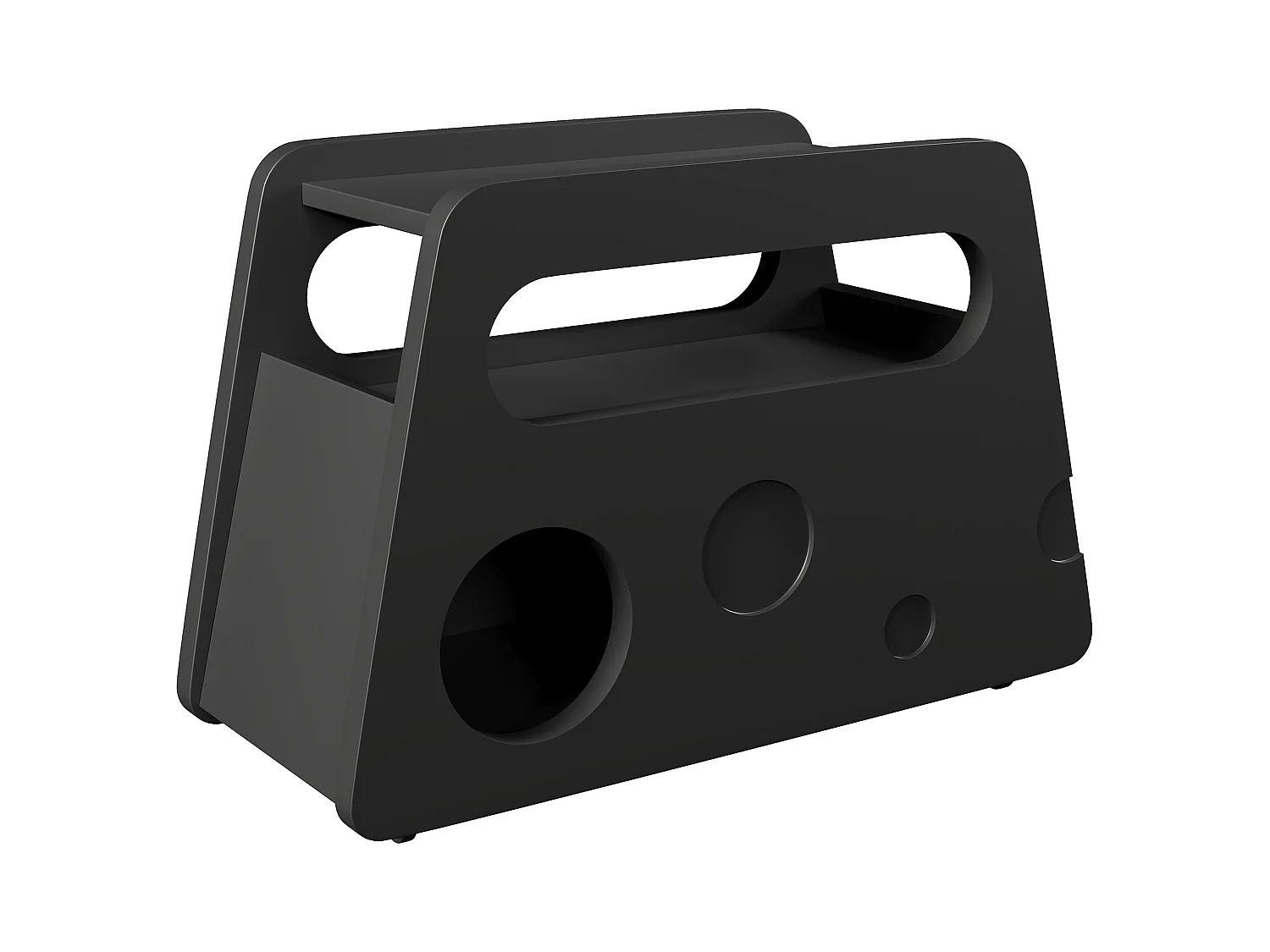 Mesa de centro negra con ruedas y almacenaje, diseño redondo 81x33x51,5cm