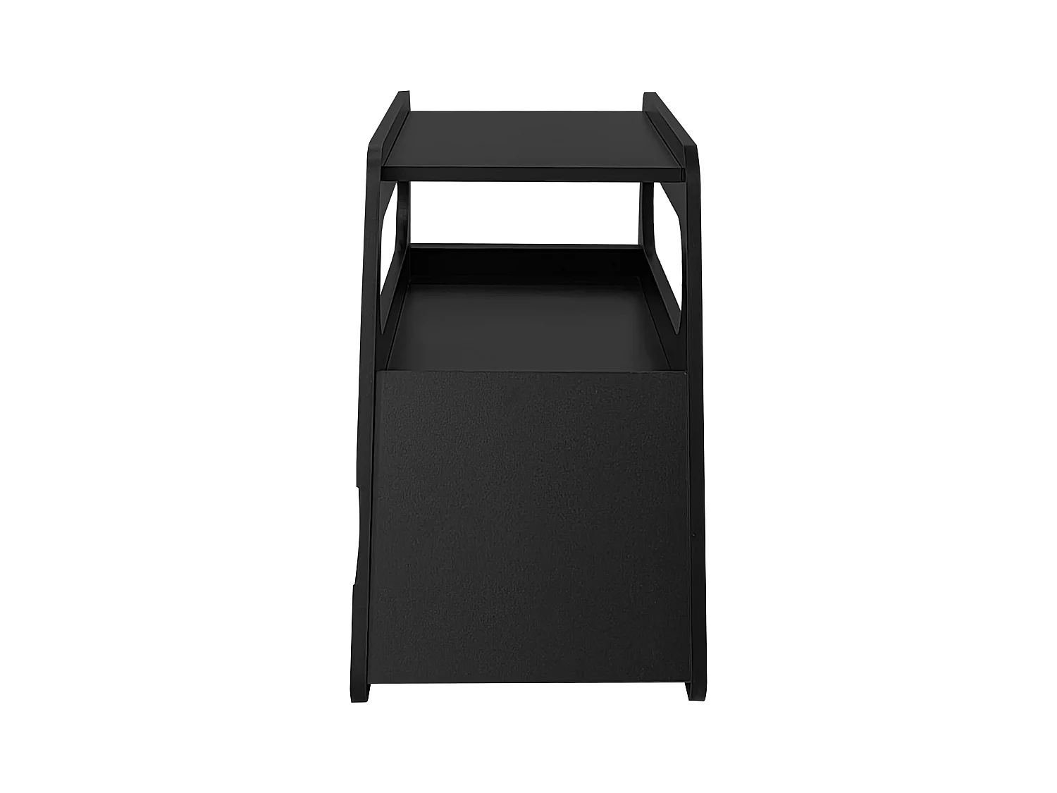 Mesa de centro negra con ruedas y almacenaje, diseño redondo 81x33x51,5cm