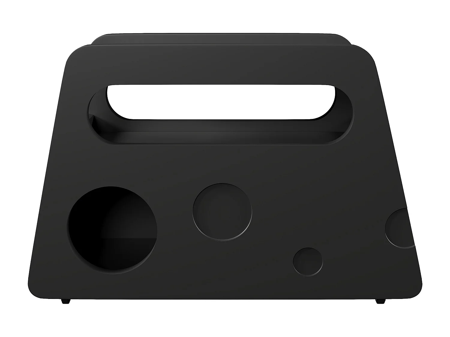 Table basse noir avec roulettes et rangement, design rond 81x33x51,5cm