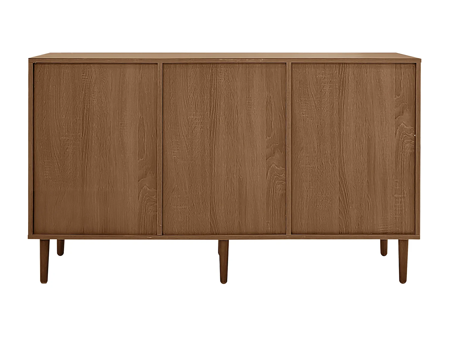 Buffet marron avec 2 portes en rotin, 1 porte et 2 tiroirs 130x40x75,5
