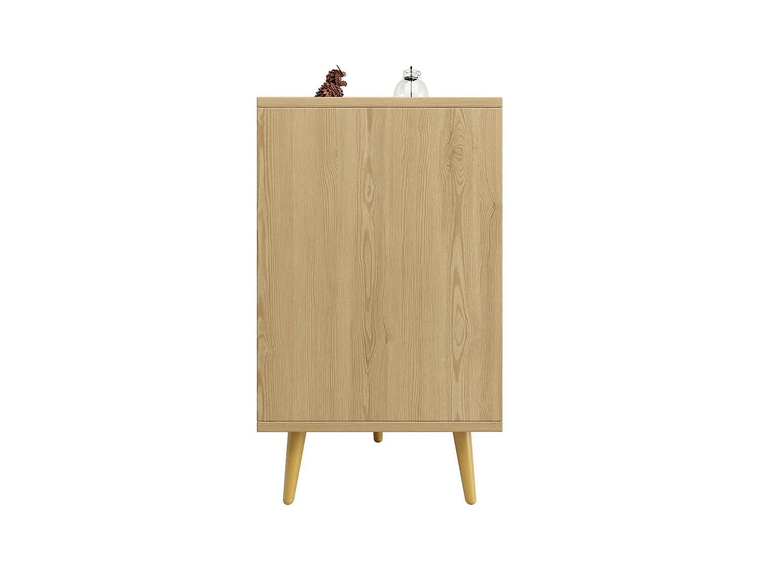 Buffet naturel avec 4 portes, étagères réglables, design de porte en relief 120×35×78 cm