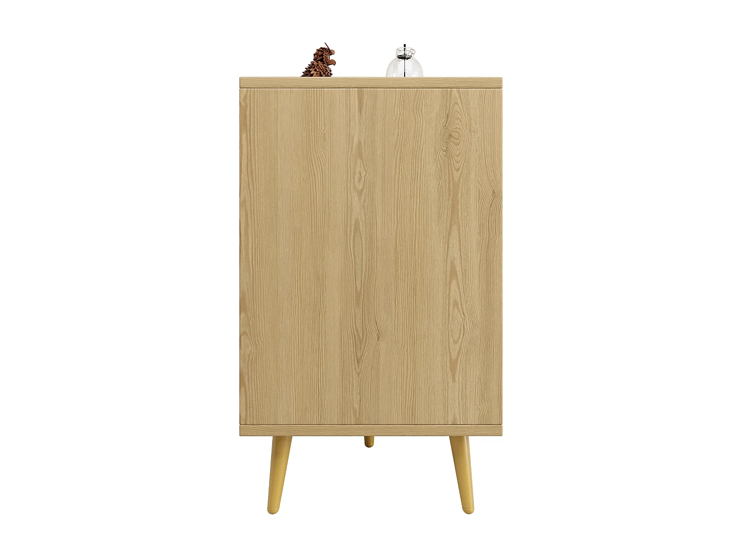 Buffet naturel avec 4 portes, étagères réglables, design de porte en relief 120×35×78 cm
