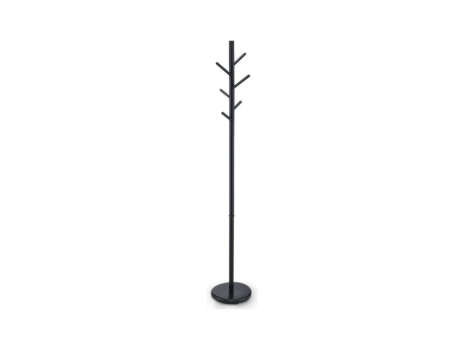 Portemanteau ENRICO en métal et bois noir portant à vêtements sur pied en forme d'arbre avec 6 crochets