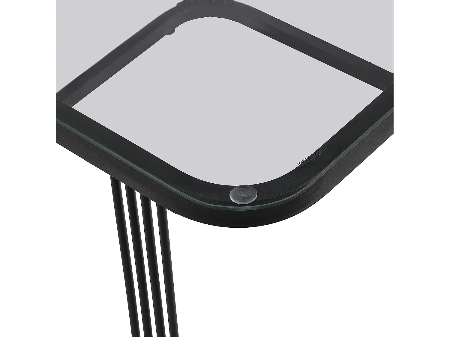 Lot de 2 table basse gigogne avec tiroir, plateaux en marbre brillant et verre, pieds noirs