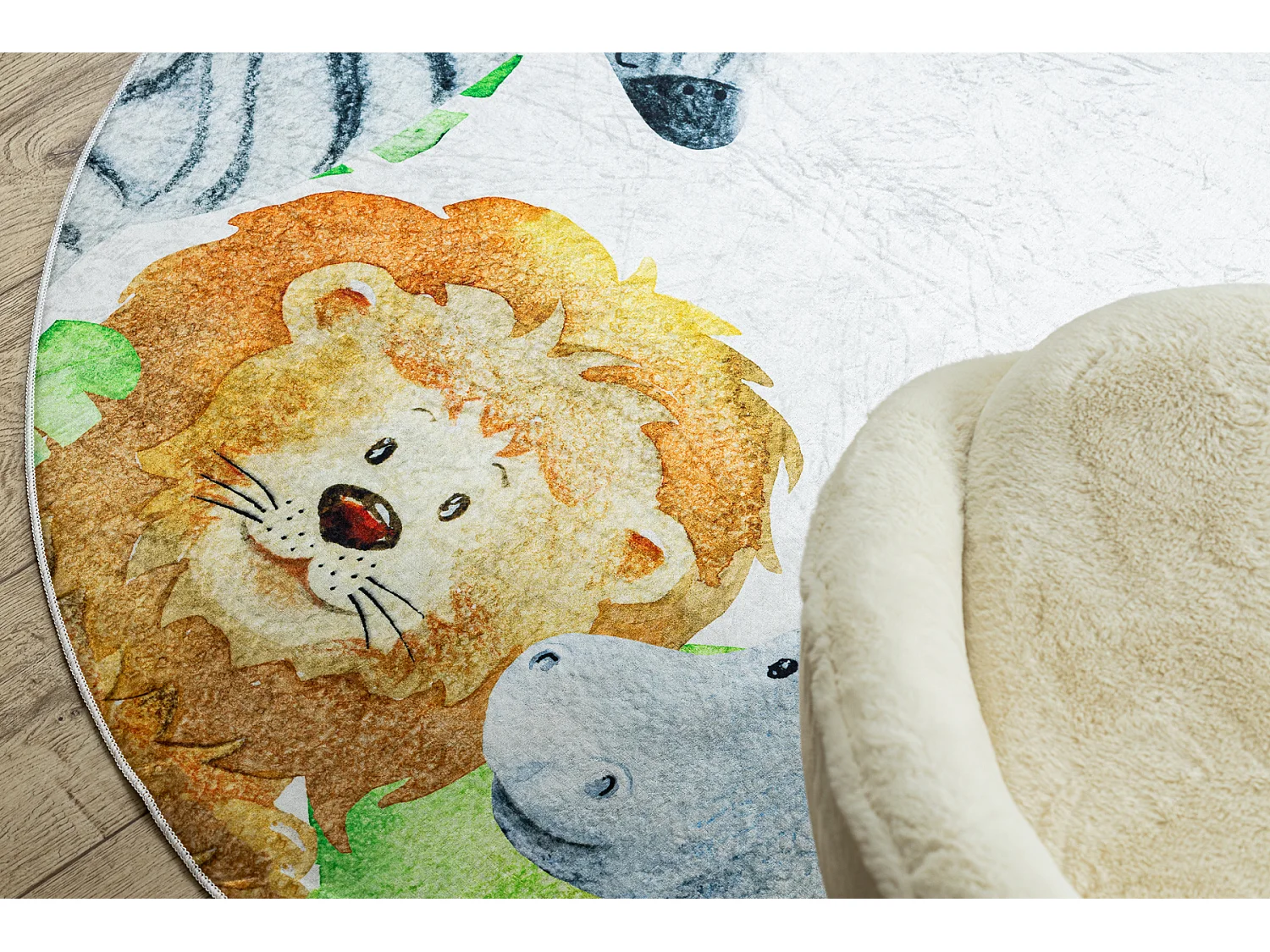 Tapis lavable BAMBINO 54090 cercle Animaux, Afrique pour les enfants a cercle 120 cm