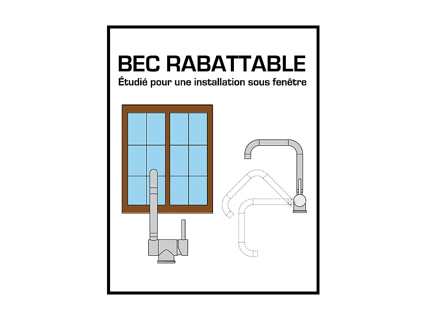 New Oslo mitigeur évier or brossé rabattable 'spécial fenêtre' - Essebagno