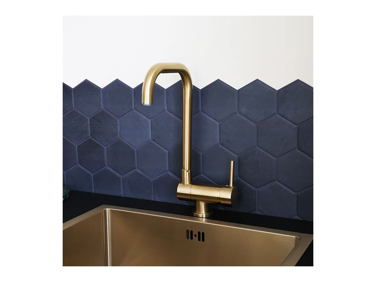 New Oslo mitigeur évier or brossé rabattable 'spécial fenêtre' - Essebagno