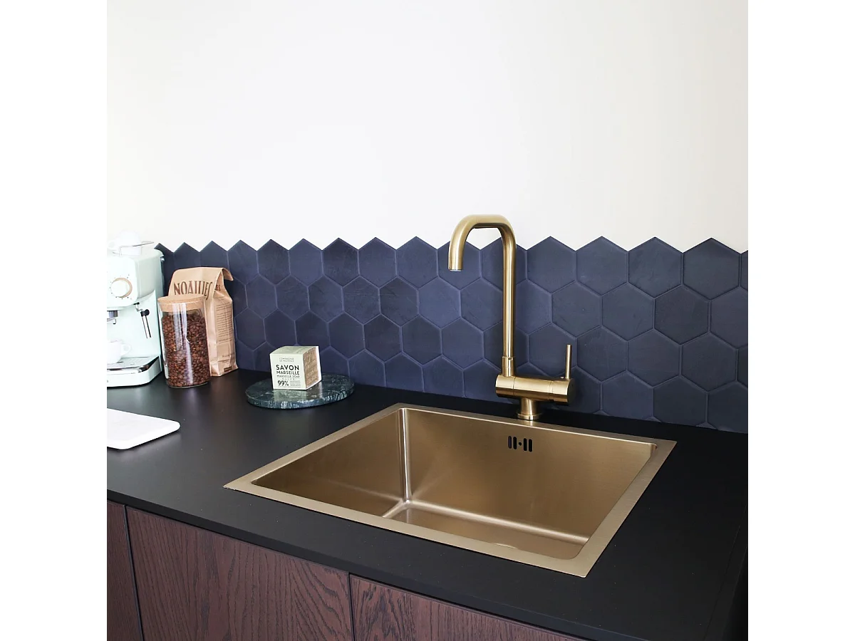 New Oslo bateria zlewozmywakowa składana szczotkowane złoto - Essebagno