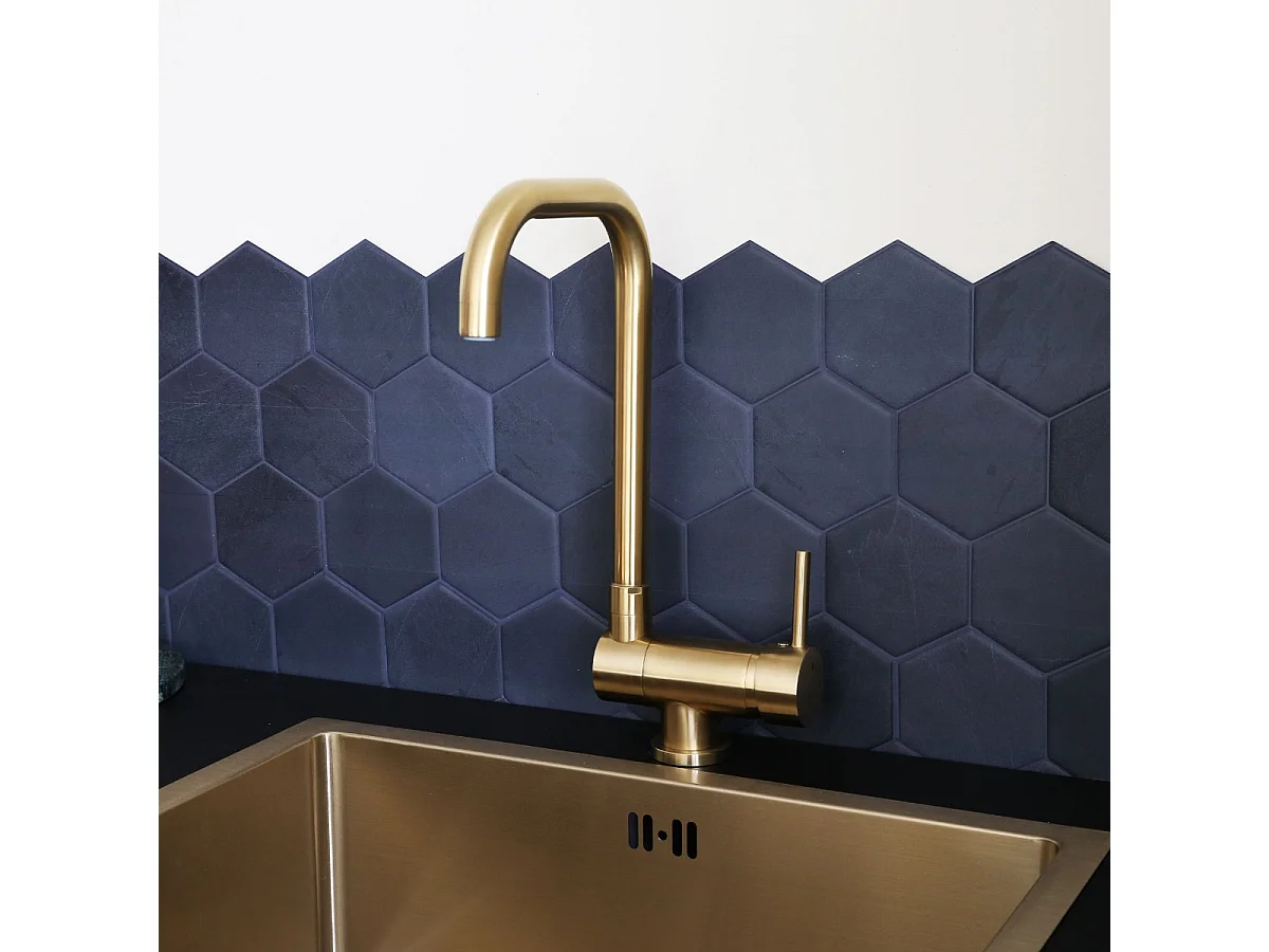 New Oslo bateria zlewozmywakowa składana szczotkowane złoto - Essebagno