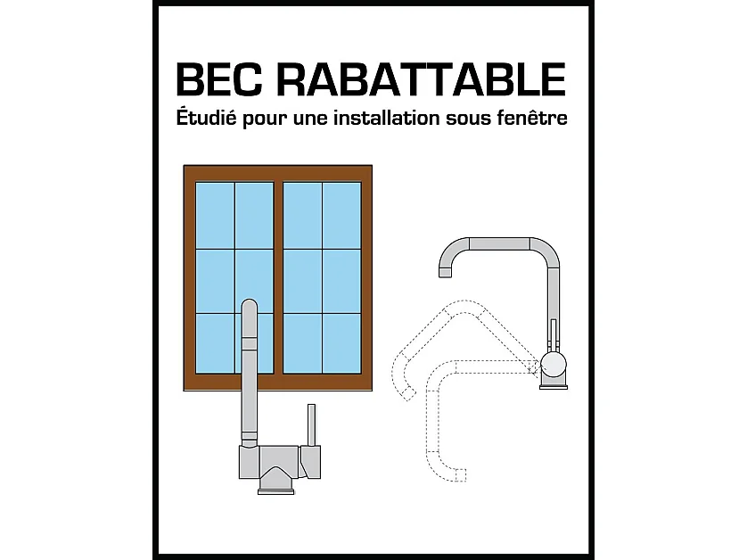 New Oslo mitigeur évier or brossé rabattable 'spécial fenêtre' - Essebagno