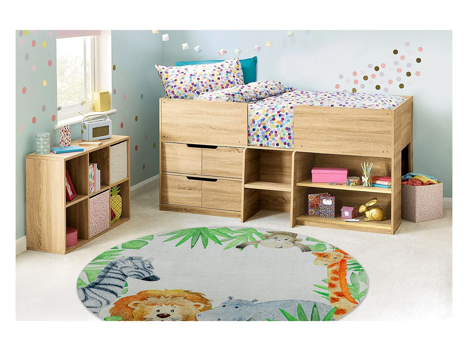 Tapis lavable BAMBINO 54090 cercle Animaux, Afrique pour les enfants a cercle 80 cm