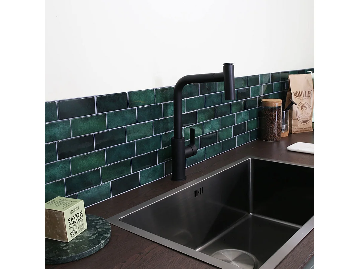 Essemano Mezclador para fregadero con ducha extraíble negro Essebagno
