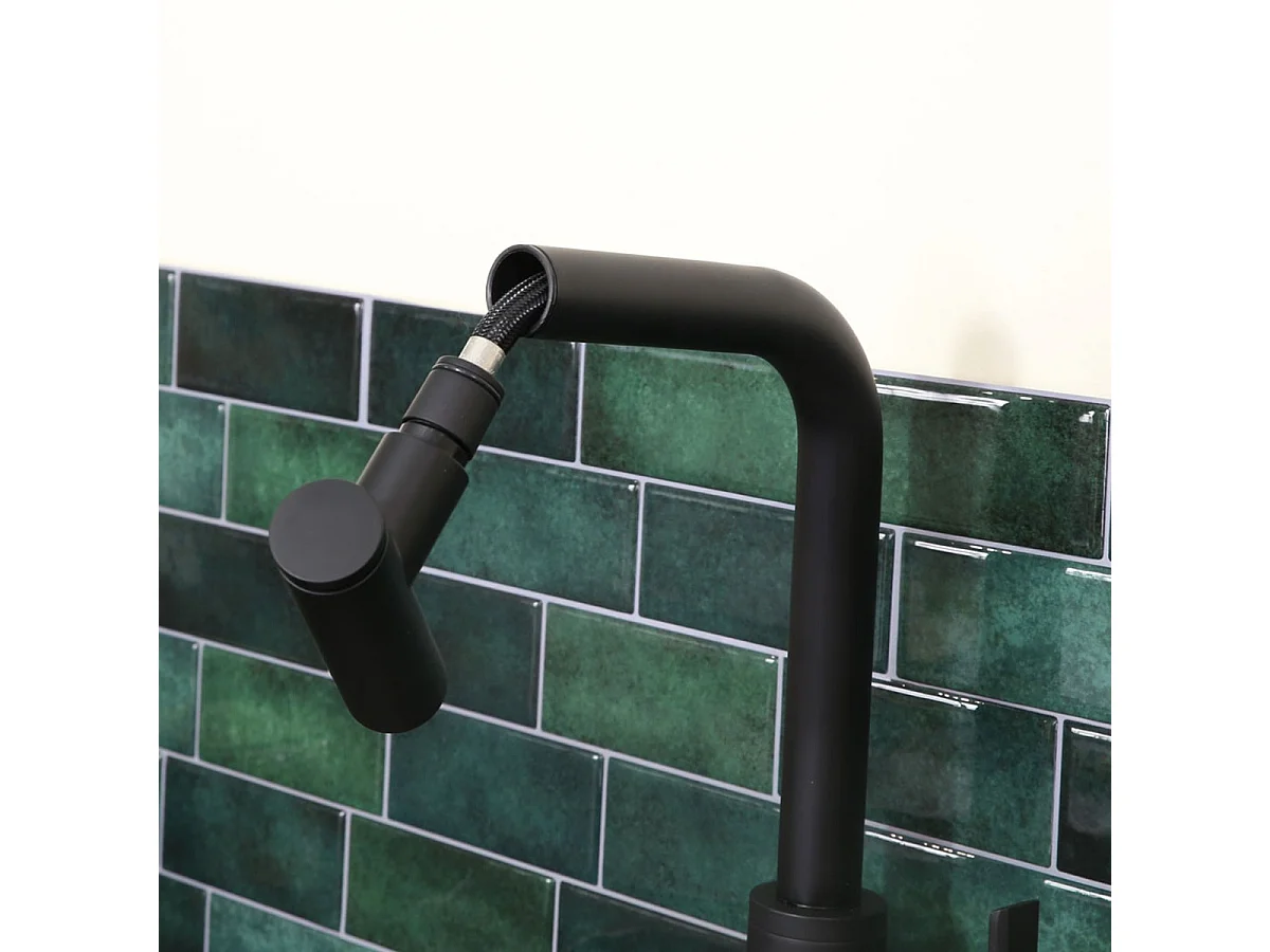 Essemano Mezclador para fregadero con ducha extraíble negro Essebagno